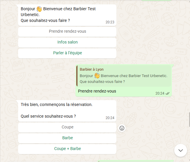 Print WhatsApp choix du service