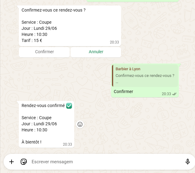 Print WhatsApp confirmation du rendez-vous
