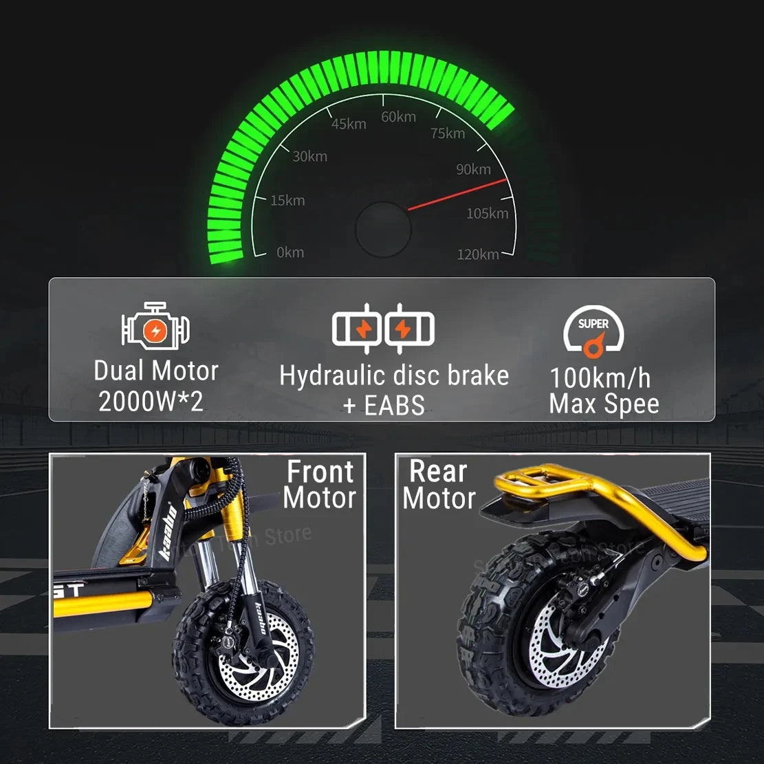 EU Stock Original Kaabo Wolf King GT Pro Electric Scooter 72V 35Ah 2000Wx2 Sine Wave Controller TFT Display Super Power Scooter