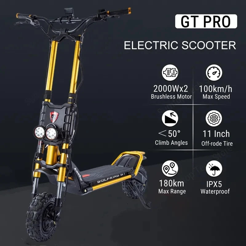 EU Stock Original Kaabo Wolf King GT Pro Electric Scooter 72V 35Ah 2000Wx2 Sine Wave Controller TFT Display Super Power Scooter